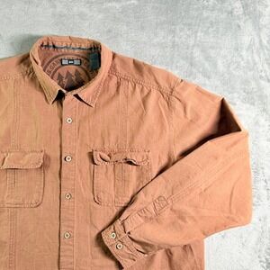 REI Sustainable Materials Button Up Long Sleeve Shirt Mens XL Orange Cotton